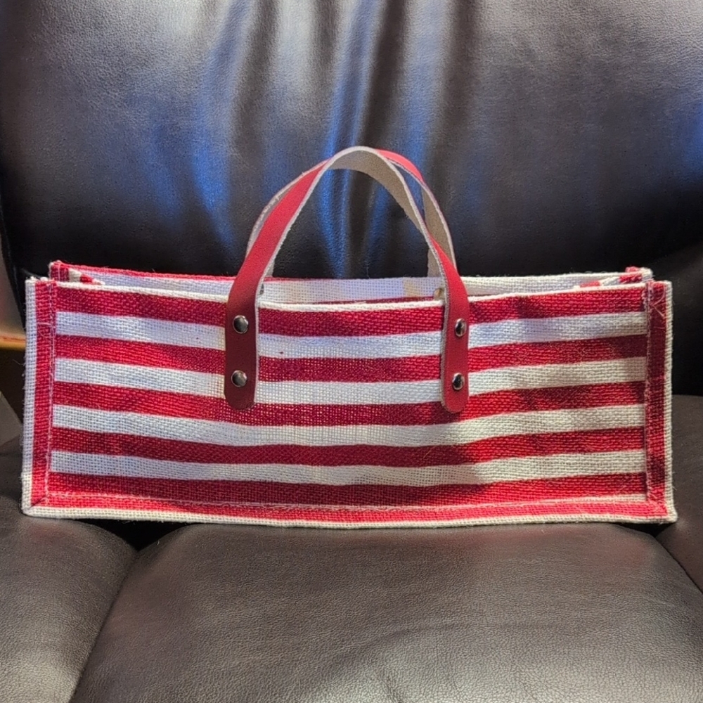 Stylish Red and White Striped Tote Bag